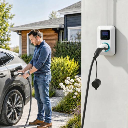 Cargador para Coche Eléctrico Tipo 2 2,2kW 32A Modo 3 Trifásico 5m IP65 con Bolsa y Paño de Limpieza para EV y PHEV Negro [12]