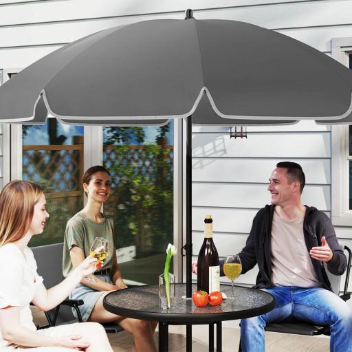 Conjunto de Muebles de Jardín de 6 Piezas con Mesa Redonda Sillas Plegables y Sombrilla para Patio y Terraza Color Gris [4]