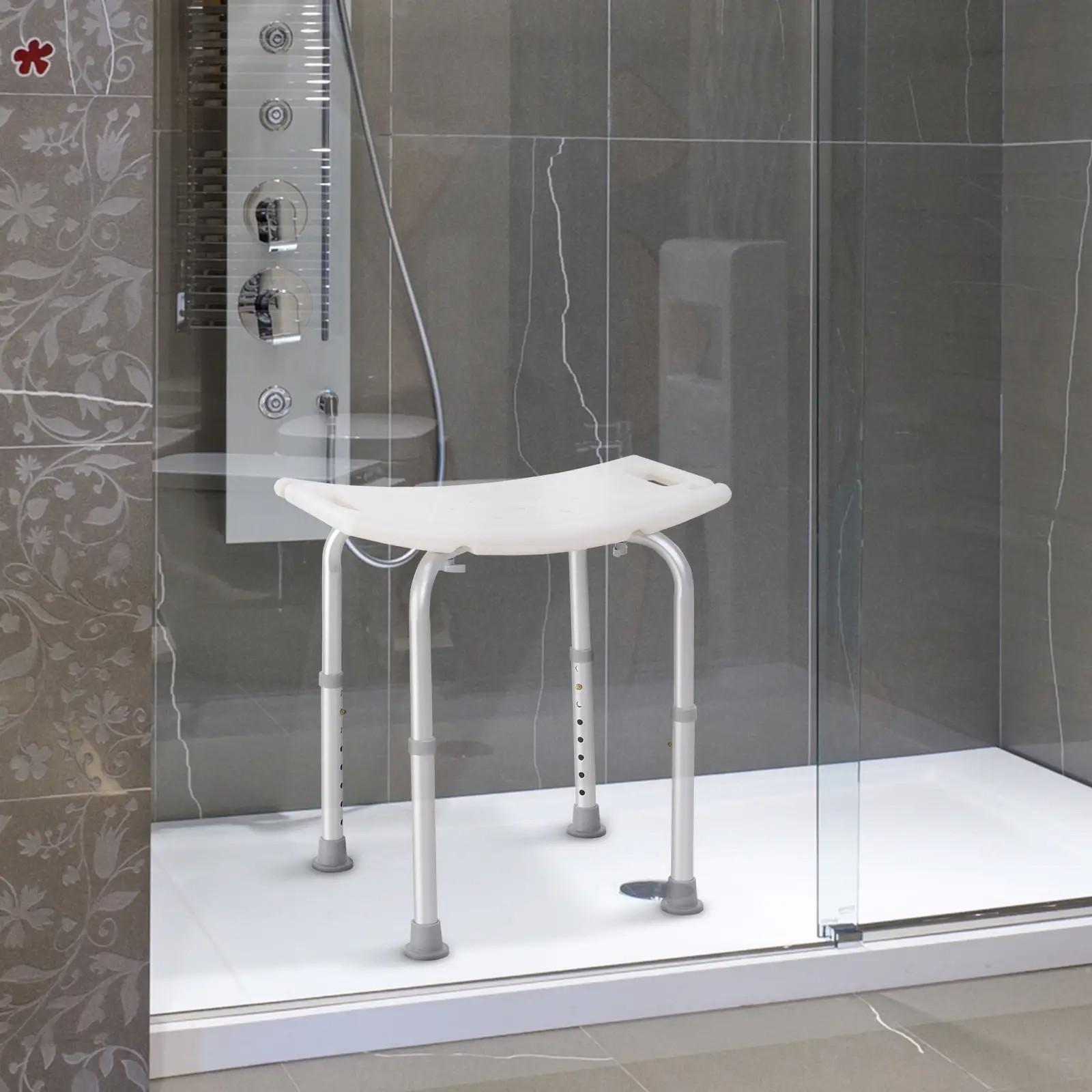 Taburete de Ducha Silla Baño Ortopedica 8 Posiciones Altura Regulable con Tapones de Goma Antideslizantes