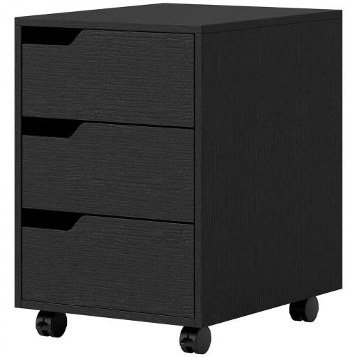 Cajonera de Oficina con Ruedas 3 Cajones Cajonera para Escritorio Estudio 40x50x57,5 cm Negro [9]