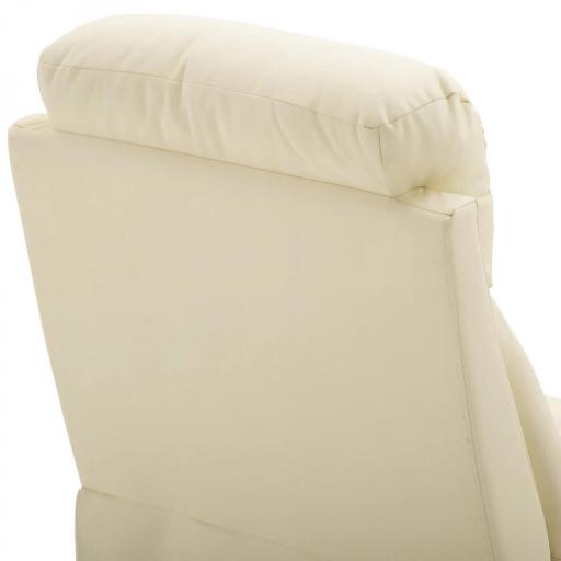 Sillón Relax Reclinable hasta 150° Tapizado en PU Butaca de Salón con Reposapiés Retráctil Respaldo Alto Resposabrazos para Dormitorio 80x97x107 cm Blanco [6]