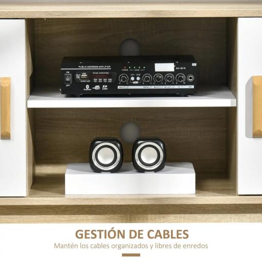 Mueble de TV para Televisores de hasta 55" Mueble con 2 Armarios y 2 Estantes 120x40x55 cm Natural y Blanco [4]