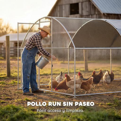 Gallinero para Exterior 2,8x3,4x1,9 m Cubierta de Tela Oxford Anti-UV Impermeable Pestillos para 10-16 Gallinas Plata [1]