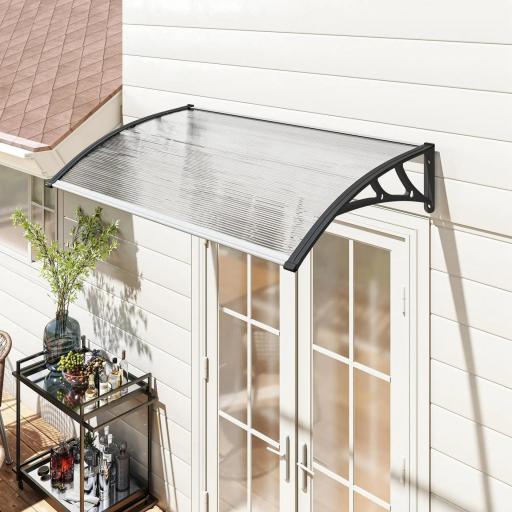 Marquesina para Puertas y Ventanas 110x60 cm con Paneles de Policarbonato Regleta de Aluminio Transparente