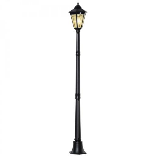 Farola Solar Luz Solar de Exterior con Panel Solar Encendido y Apagado Automático IP44 22x22x194 cm Negro [8]