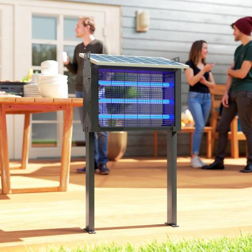 Lámpara Antimosquitos Eléctrica con Luces LED 25W para Exterior Efecto 200 m² con Soporte 51,5x35x93,5 cm Negro