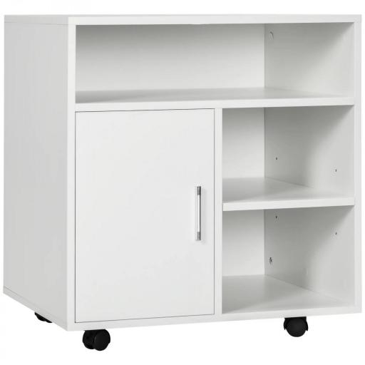 Mueble con Ruedas Armario de Oficina Multifuncional con Estantes con Amplio Espacio de Almacenaje 60x50x65,5 cm Blanco [8]