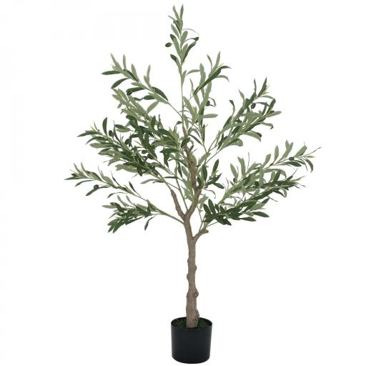Planta Artificial Decorativa de 120 cm Árbol de Olivo con 450 Hojas y 20 Aceitunas en Maceta para Interior Verde [8]