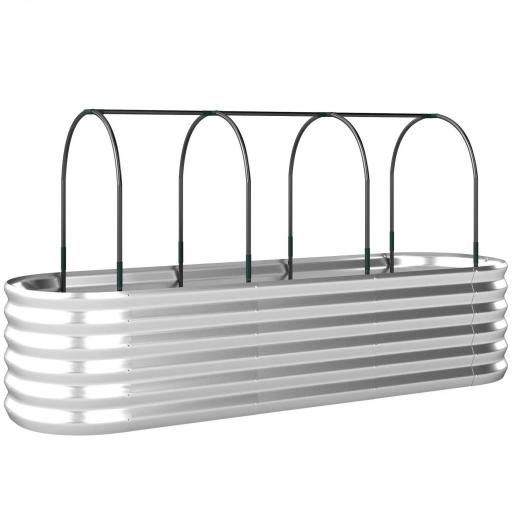 Jardinera Exterior Grande conCubierta de Invernadero y Malla Base Abierta para Patio Terraza 200x60x103 cm Plateado [8]