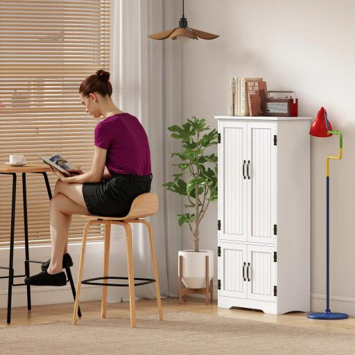 Alacena de Cocina Aparador Alto de Cocina Mueble Auxiliar con 4 Puertas y Estantes Ajustables 60x30x123 cm Blanco [6]