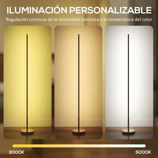 Lámpara de Pie Moderna Salón con Brillo Temperaturas de Color Ajustables Mando a Distancia Magnético Gris Plateado [2]