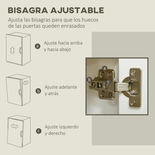 Aparador de Salón Mueble Auxiliar de Cocina con 2 Puertas y Estante Ajustable para Comedor Entrada 80x37x75 cm Blanco [9]