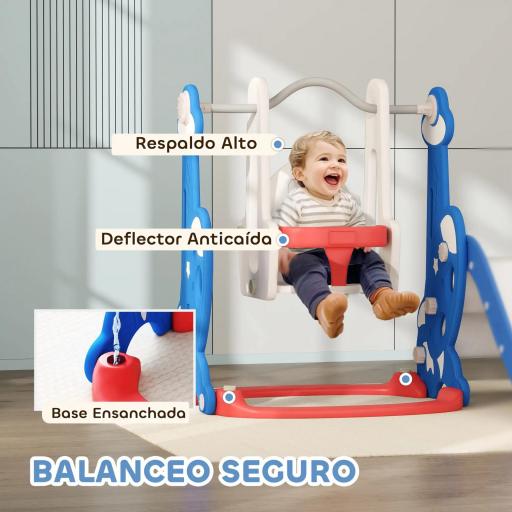  4 en 1 Parque Infantil Interior para +18 Meses Conjunto con Trepador y Canasta con Temática de Cohete Multicolor [3]