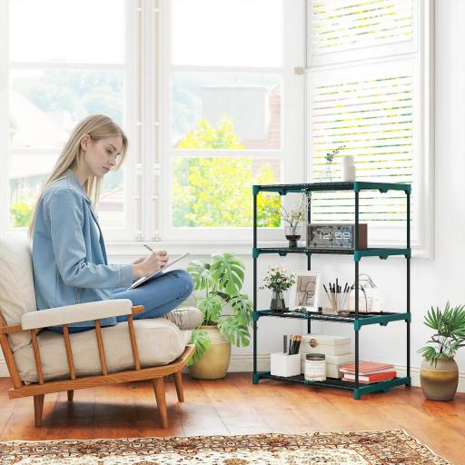 Soporte para Plantas de 4 Niveles Estantería para Plantas de Acero Estantes de Rejilla 67x49x105 cm Verde Oscuro [6]