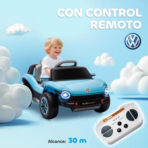 Coche Eléctrico para Niños de +3 Años Volkswagen E-Buggy 12V con Mando a Distancia 2,4 G Ruedas con Suspensión Azul [3]