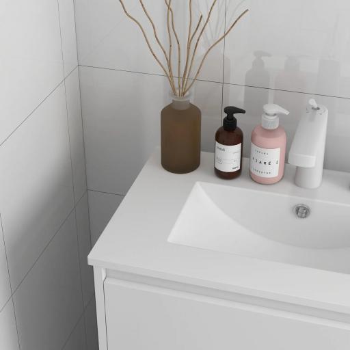 Mueble de Baño con Lavabo Armario de Baño Lavabo de Baño de Cerámica Sintética con 2 Cajones 61x37x88cm Blanco Brillante [4]