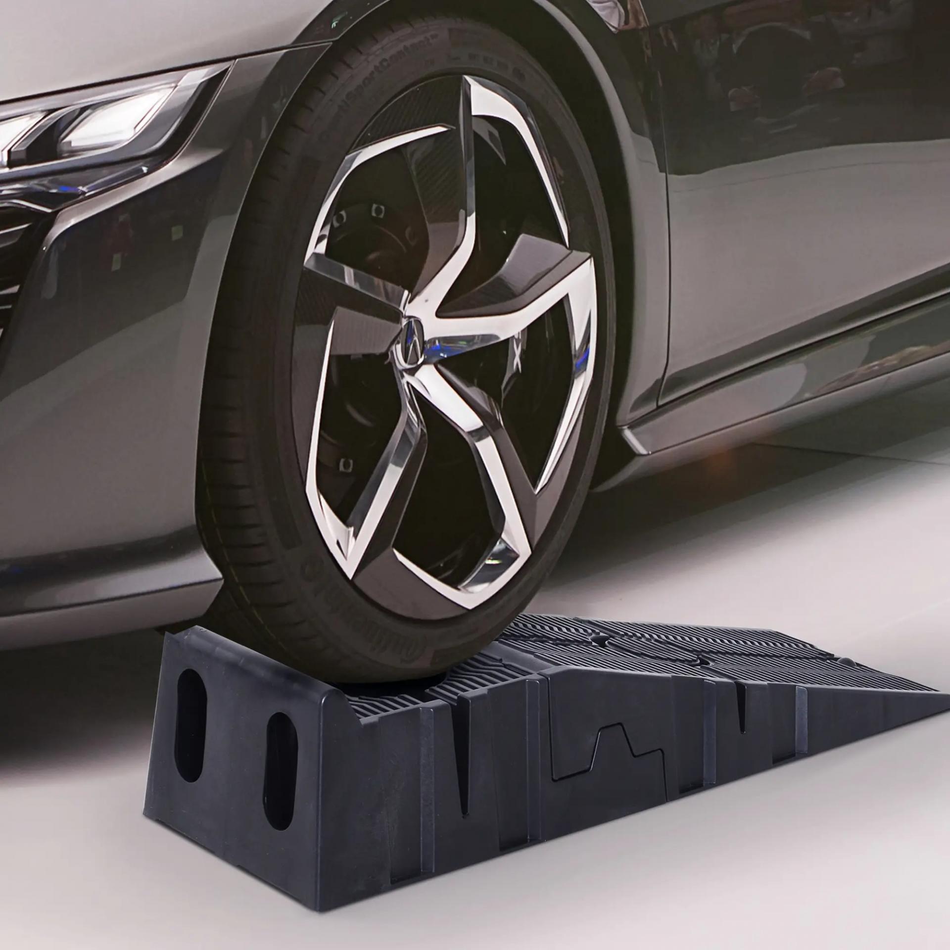 Juego de 2 Rampas Portátiles de Plástico Carga 3 Toneladas para Coches Estándares Furgonetas Pequeñas 91x30x21 cm Negro