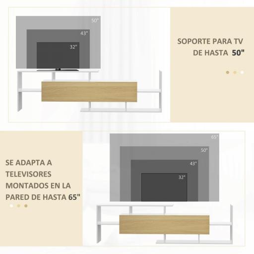 Mueble de Salón para TV Conjunto Muebles de TV 153,6x25x42cm y Estante de Pared 150x14,5x16,3cm Blanco y Natural [5]