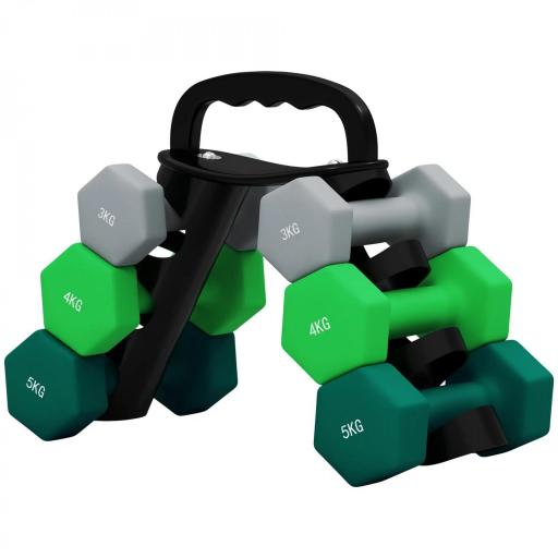 Juego de Mancuernas 2 x3kg 2 x4kg 2 x5kg con Soporte de Almacenamiento para Ejercicio Entrenamiento Multicolor [9]