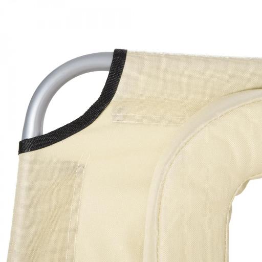 Tumbona Reclinable y Plegable de Jardín con Orificio de Lectura Reposacabezas y Respaldo Ajustable en 5 Niveles para Playa 182x56x28 cm Beige [7]
