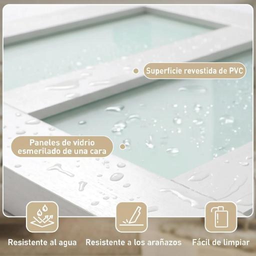 Puerta Corredera Interior 71x213 cm con Kit de Montaje, MDF y Vidrio Esmerilado, Riel y Herrajes, Blanco [2]
