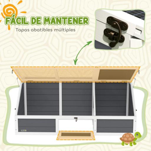 Casa para Tortugas de Madera sin Base con Tapas Abatible Puerta Frontal Abrible y Pestillos 120x55x50 cm Gris Claro [7]