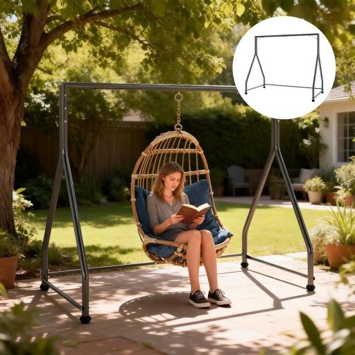 Soporte para Columpio de Acero Estructura de Columpio de 2 y 3 Asientos Carga 360 kg 210x117x175 cm Negro [3]