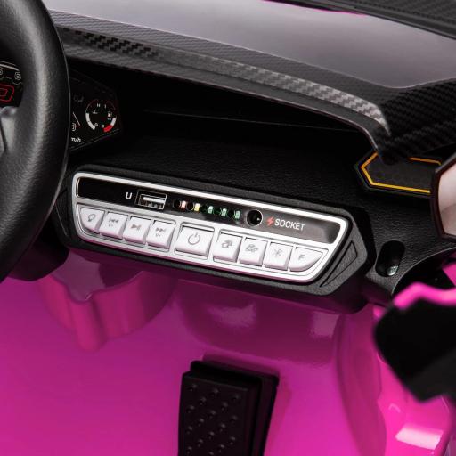 Coche Eléctrico para Niños Lamborghini Autentica con Batería 12V Mando a Distancia Faros Bocina Arranque Suave y Música MP3 Rosa [7]