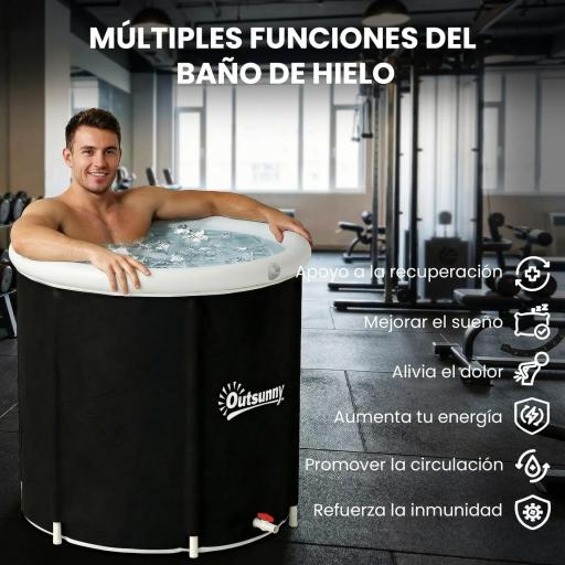 Bañera de Hielo 280L Bañera Hinchable Portátil para Recuperación de Atletas con Cubierta y Bomba Ø78x71 cm [3]