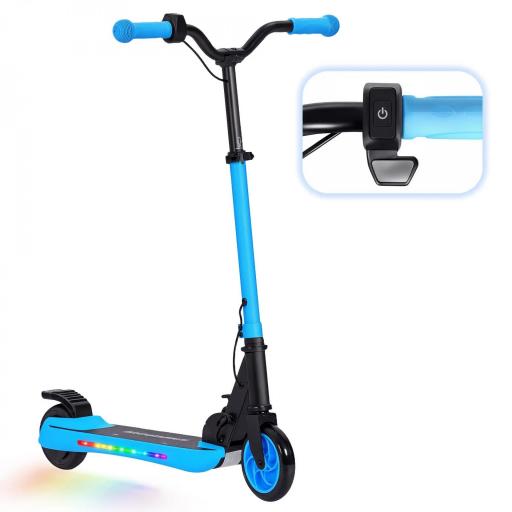 Patinete Eléctrico Plegable de +6 Años Motor 120 W Autonomía 6 KM MAX 10 KM/H Ruedas de 5" - 5,5" Altura Ajustable Azul [1]