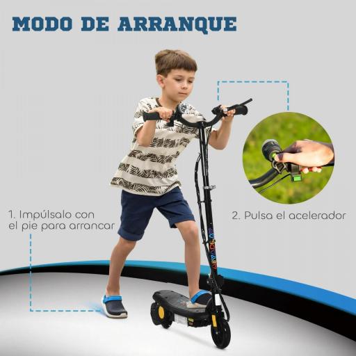 Patinete Eléctrico para Niños de 7-14 Años Plegable con Faro LED Rueda y Freno Velocidad Máxima de 12 km/h Negro [4]