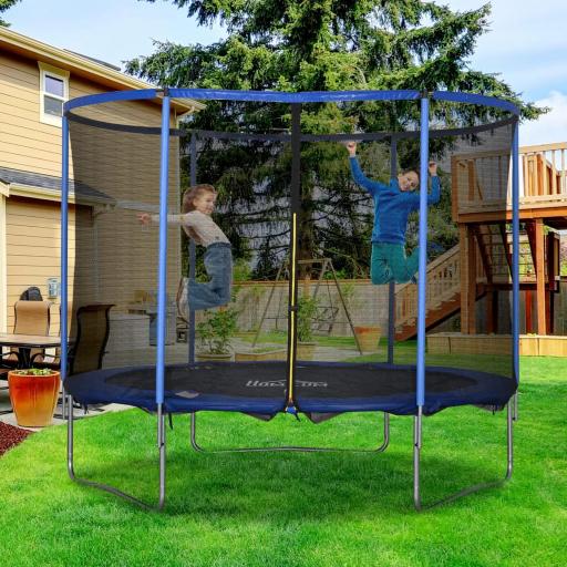 Cama Elástica con Red de Seguridad Trampolín de Jardín para Interiores y Exteriores Trampolín Fitness hasta 113,6 kg 305x248 cm