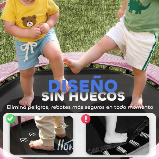 Trampolín para Niños de +3 Años Ø140 cm con Red de Seguridad y Marco de Acero para Interior y Exterior Rosa y Negro [10]
