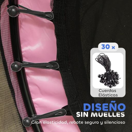 Trampolín para Niños de +3 Años Ø140 cm con Red de Seguridad y Marco de Acero para Interior y Exterior Rosa y Negro [5]