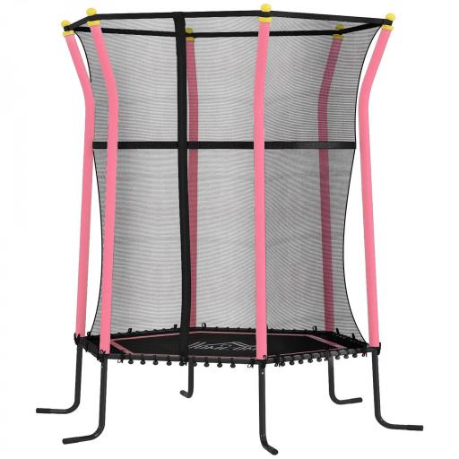 Cama Elástica Infantil Trampolín para Niños +3 Años con Red de Seguridad Ø163,5x190 cm Rosa [10]