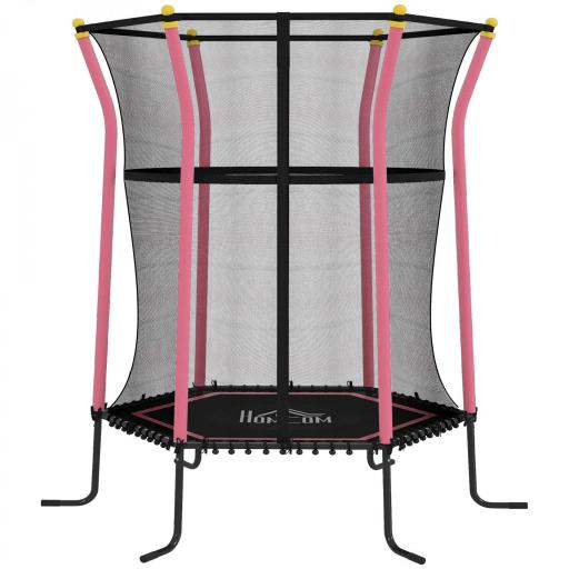 Cama Elástica Infantil Trampolín para Niños +3 Años con Red de Seguridad Ø163,5x190 cm Rosa [8]