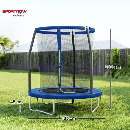 Cama Elástica Infantil Trampolín para Niños +6 Años con Red de Seguridad Ø183x200 cm Azul [4]