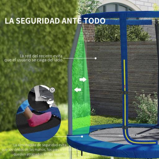 Cama Elástica Infantil Trampolín para Niños +6 Años con Red de Seguridad Ø183x200 cm Azul [1]