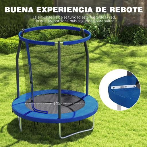 Cama Elástica Infantil Trampolín para Niños +6 Años con Red de Seguridad Ø183x200 cm Azul [3]
