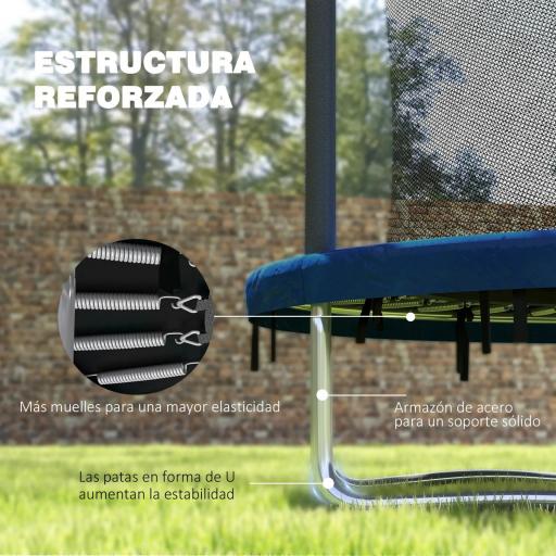 Cama Elástica Infantil Trampolín para Niños +6 Años con Red de Seguridad Ø183x200 cm Azul [6]