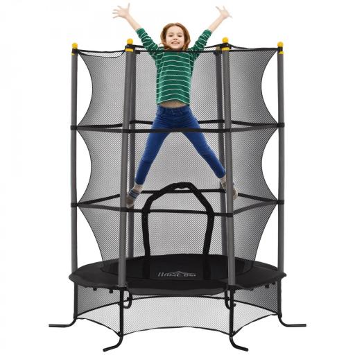 Trampolín para Niños de +3 Años Ø163 cm con Red de Seguridad y Marco de Acero Carga 50 kg para Interior y Exterior Negro [8]