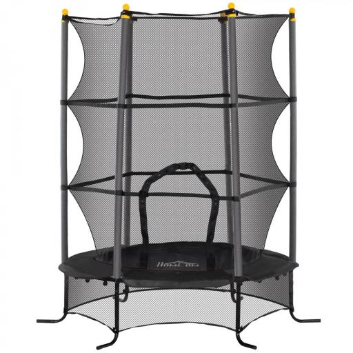 Trampolín para Niños de +3 Años Ø163 cm con Red de Seguridad y Marco de Acero Carga 50 kg para Interior y Exterior Negro [10]