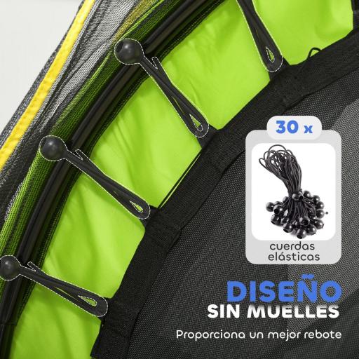 Cama Elástica Infantil Trampolín para Niños de 3-6 Años con Red de Seguridad Carga 45 kg Ø140x190 cm Verde [7]