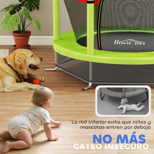 Cama Elástica Infantil Trampolín para Niños de 3-6 Años con Red de Seguridad Carga 45 kg Ø140x190 cm Multicolor [3]
