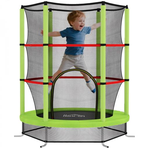 Cama Elástica Infantil Trampolín para Niños de 3-6 Años con Red de Seguridad Carga 45 kg Ø140x190 cm Verde [9]