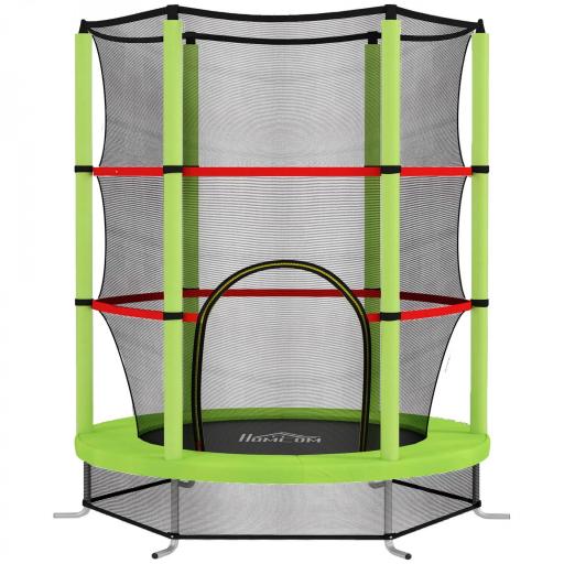 Cama Elástica Infantil Trampolín para Niños de 3-6 Años con Red de Seguridad Carga 45 kg Ø140x190 cm Verde [8]