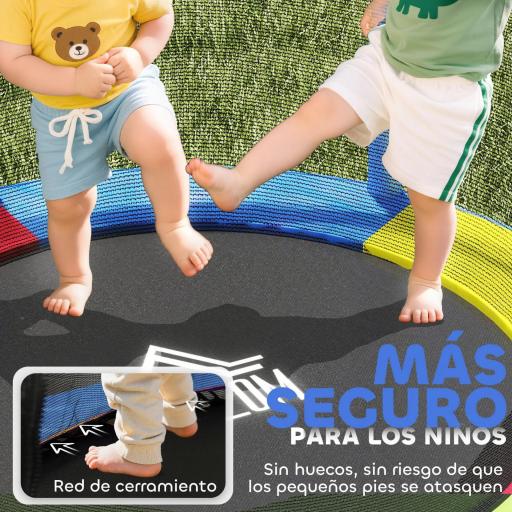 Cama Elástica Infantil Trampolín para Niños de 3-6 Años con Red de Seguridad Carga 45 kg Ø140x190 cm Multicolor [1]