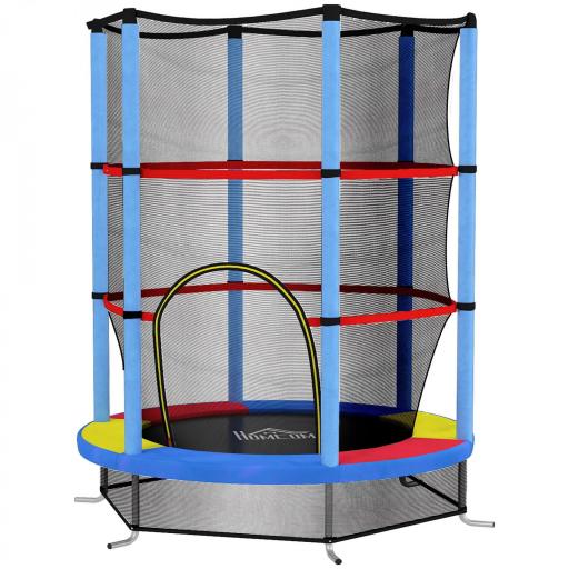 Cama Elástica Infantil Trampolín para Niños de 3-6 Años con Red de Seguridad Carga 45 kg Ø140x190 cm Multicolor [9]