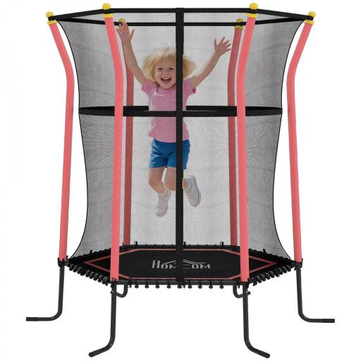 Cama Elástica Infantil Trampolín para Niños +3 Años con Red de Seguridad Ø163,5x190 cm Rojo [10]