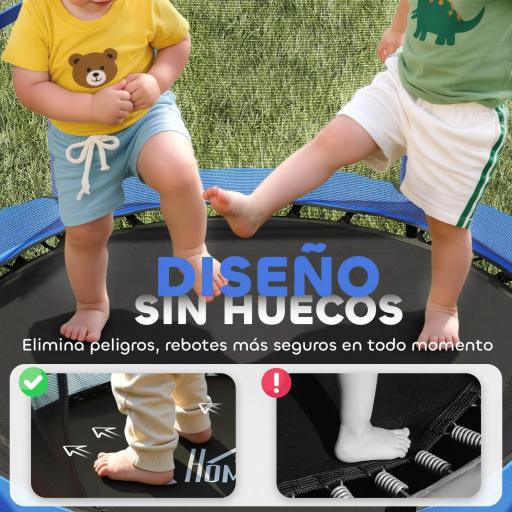 Trampolín para Niños de +3 Años Ø140 cm con Red de Seguridad y Marco de Acero para Interior y Exterior Azul y Negro [8]